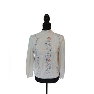 vtg embroidered floral cottagecore sweater